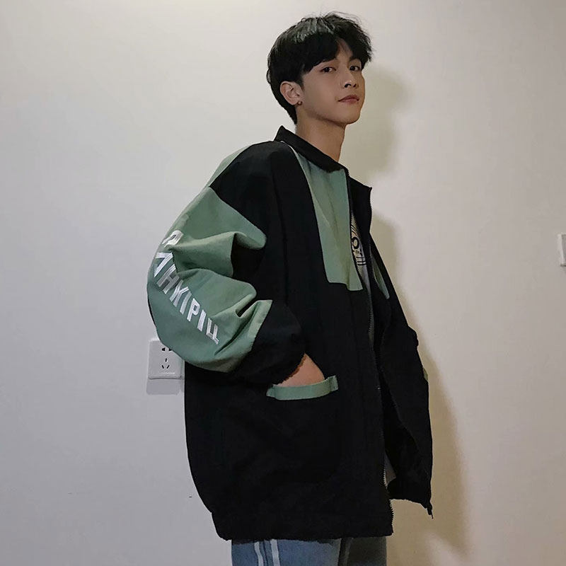 ins jacket boys spring and autumn winter original juku wind ruffes handsome gvet overalls jacket Korean version trendy blouse baseball suit