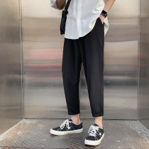 Ice Silk Casual Pants Men Summer Pure Color Minima Thin section 90% Pants Teenagers Day Series Trendy Straight Drum Sports Pants