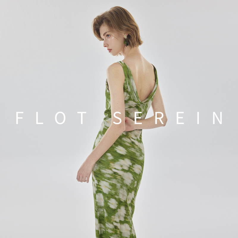 Flot Serein 2026 New French Retro Oil Painting Dress Women's High-End Elegant Waist-Cinching Long Skirt