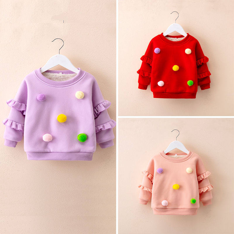2020 girls autumn and winter garment new children plus heat warm coat Han baby air condom head shirt