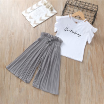 Girls summer suit 2021 new summer cotton childrens clothes medium and large childrens clothing casual western style two-piece set