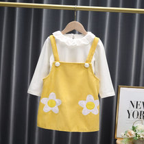 Girls spring suit 2021 new foreign style baby net red two-piece suit 1-3 years old childrens clothes suit skirt trendy