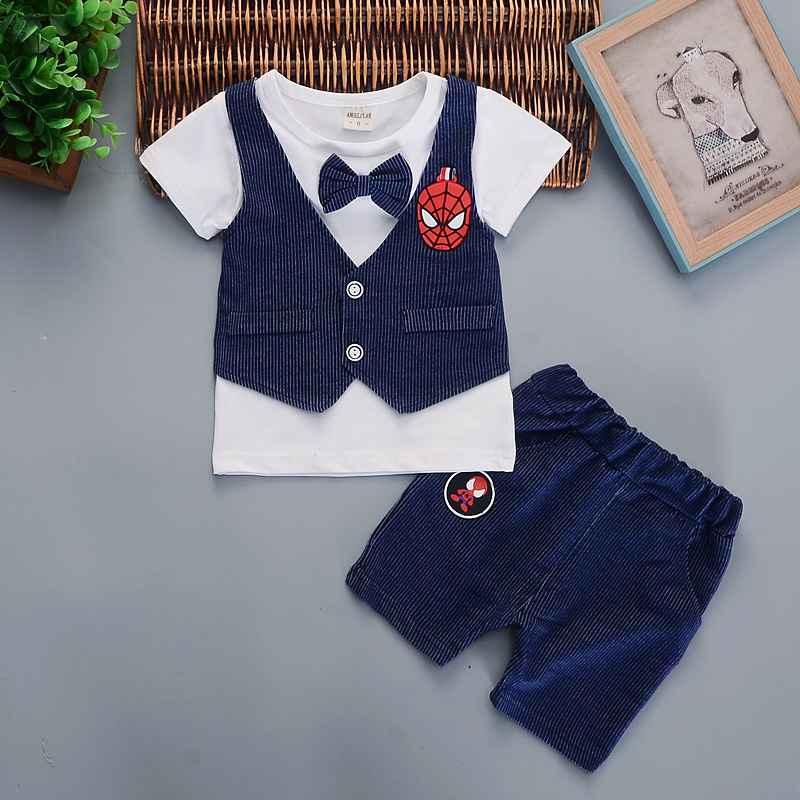 Nam bé mùa hè phù hợp với bé sơ sinh trẻ sơ sinh 1-3 tuổi cậu bé thủy triều đẹp trai 2 cậu bé ngoại quốc mùa hè tay áo ngắn hai mảnh - Phù hợp với trẻ em áo trẻ em