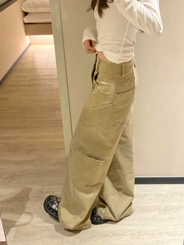 Cuteioi многолетние карманные брюки стирание хлопковые хаки повседневные рабочие брюки для женщин