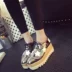 Mùa hè 2018 mới giày đế thấp giày nữ với giày dính đầu vuông sequin giày đi học nữ Giày cắt thấp