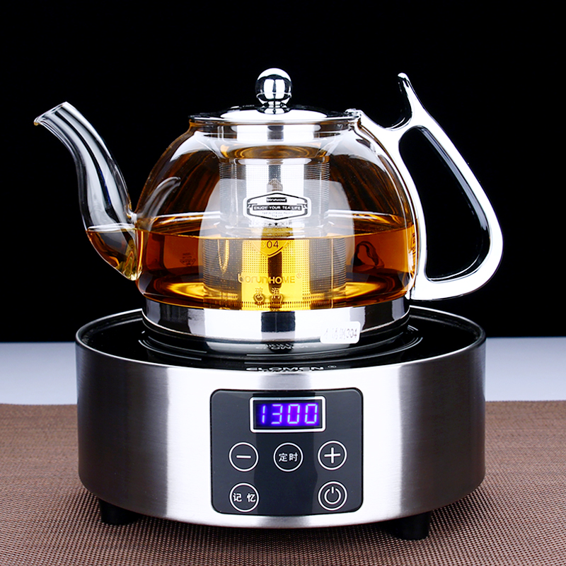 Thickened high temperature resistant boiling teapot glass teapot heat-resistant stainless steel mesh black tea brewing teapot electric pottery stove set