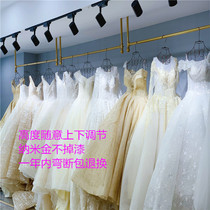 Golden bridal shop ceiling hanging hanger Photo building dress cheongsam display stand womens clothing store shelf Wall adjustable