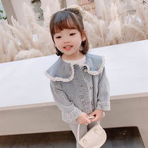 Girl Denim Jacket 2 Han version 4 Short paragraph 6 Ocean Gas Children denim 1-3-year-old female baby autumn clothing 2020 new