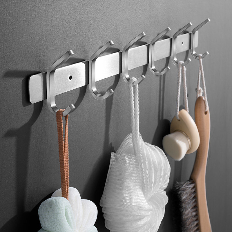 Bathroom hooks a row of strips of adhesive stainless steel hooks a row of strips free of punching hooks powerful adhesive row