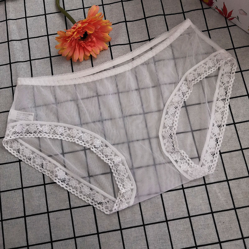 Full Transparency Mesh Yarn Lace Underwear Girl Sexy Full Penetration Fire Hot Hollowed-out Ultra Slim Veil Low Waist Sexual Personality Trend
