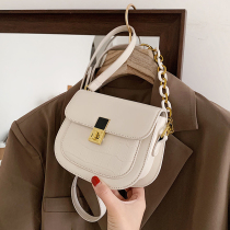 High-end small bag female 2021 new fashion all-match one-shoulder messenger bag Korean version of pure leather crocodile pattern saddle bag