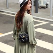 Lingge chain bag bag womens 2021 new fashion black one-shoulder cross-body bag Korean version saddle womens bag small square bag tide