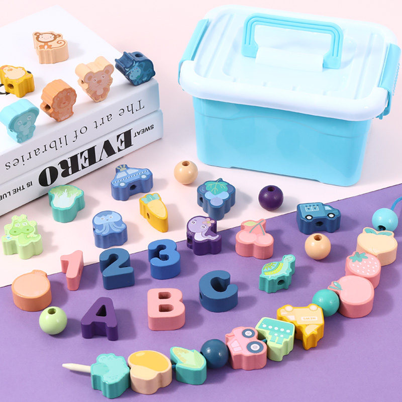 Children's beaded toy girl puzzle wear bead building blocks infant baby 1-2 years old threading training concentration