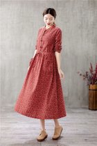 2021 spring new literary retro cotton linen dress female temperament skirt