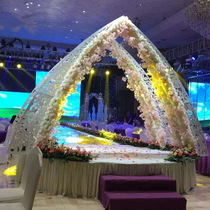 New Wedding Props Iron Art Horn Door Stage Background Decoration Busting Wedding Happy Kiosk Road Leading Sculpture Flower Arch