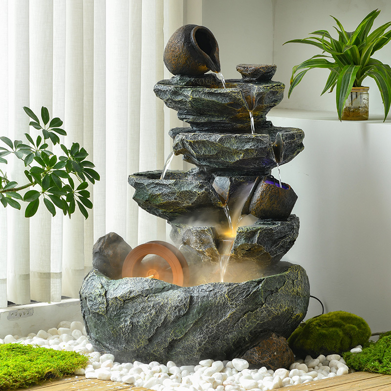 Courtyard Rockery Clay Pot Windmill Water Feature Circulating Water Stone Fountain Landscaping Outdoor Landscape Balcony Water Feature