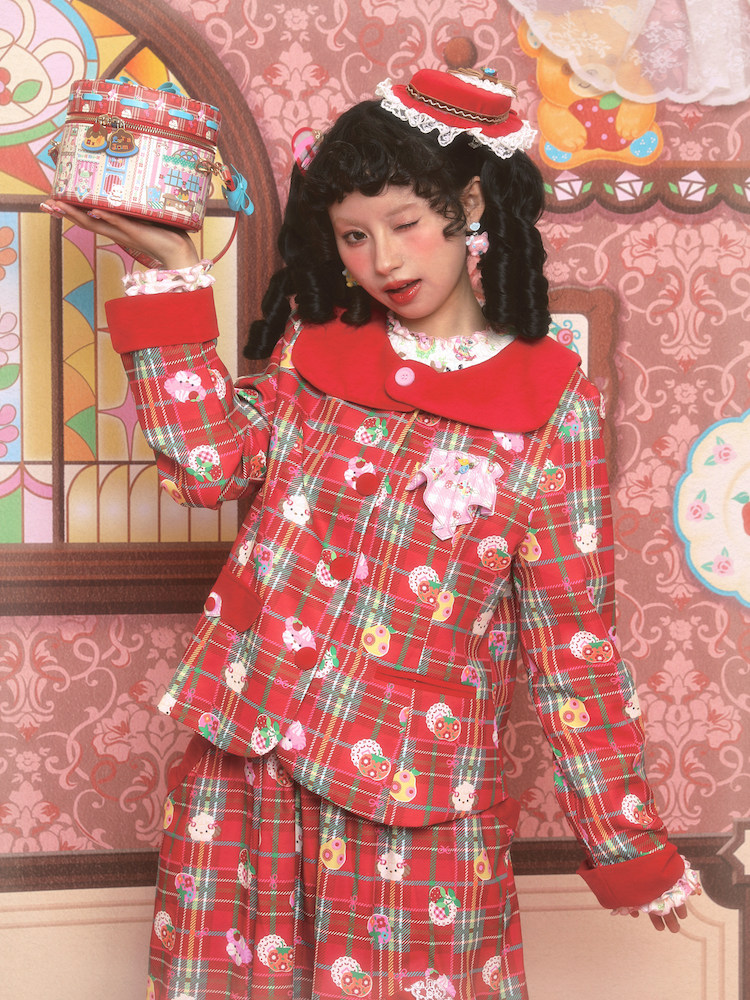 Lutra Jump l l l〕 оригинал красный сугэлань костюм пальто & торт половина юбки длинный рукав Пакет для девушки 