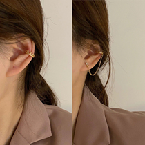 S925 silver needle two asymmetrical ear bone clips chain earrings one-piece ear clip Han Fan ear decoration 100 lap refinement