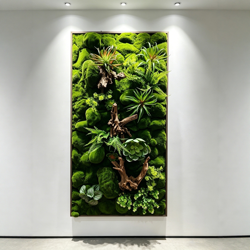 Bionic Simulated Moss Plant Wall, Environmentally Friendly Greening Wall, Green Plant Background Decorative Painting, White Hair Moss Corporate Culture Wall