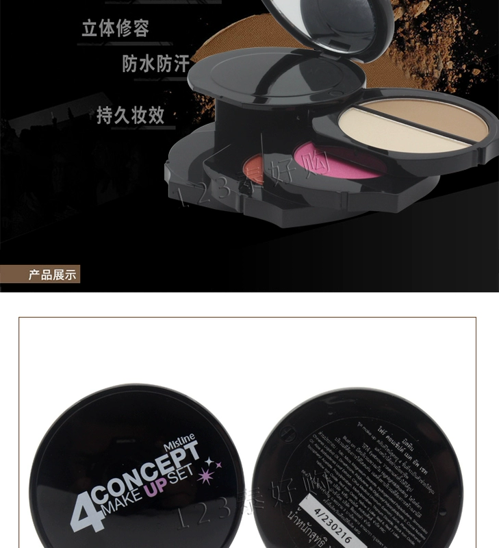 Thái trang điểm Mistine tuyệt đẹp 4 bước 4 trong 1 Trang điểm 11g Sửa chữa phấn highlight Shadow Blush Powder Powder