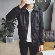Mùa thu và mùa đông ấm áp tuổi trẻ da cừu da ngắn phần Hàn Quốc phiên bản dày tự canh áo khoác nam lông thú cổ áo cotton quần áo da