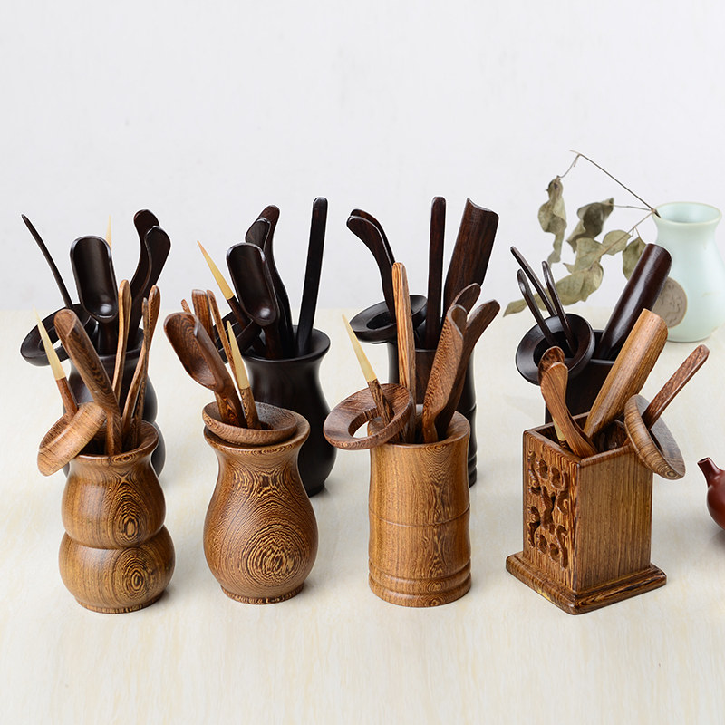 Black Sandalwood Chicken Wings Wood Six Gentleman Tea Road Accessories Utilita Tea Furniture Solid Tea Clip Tea Spoon Combined Tea Art Suit Swing-Taobao