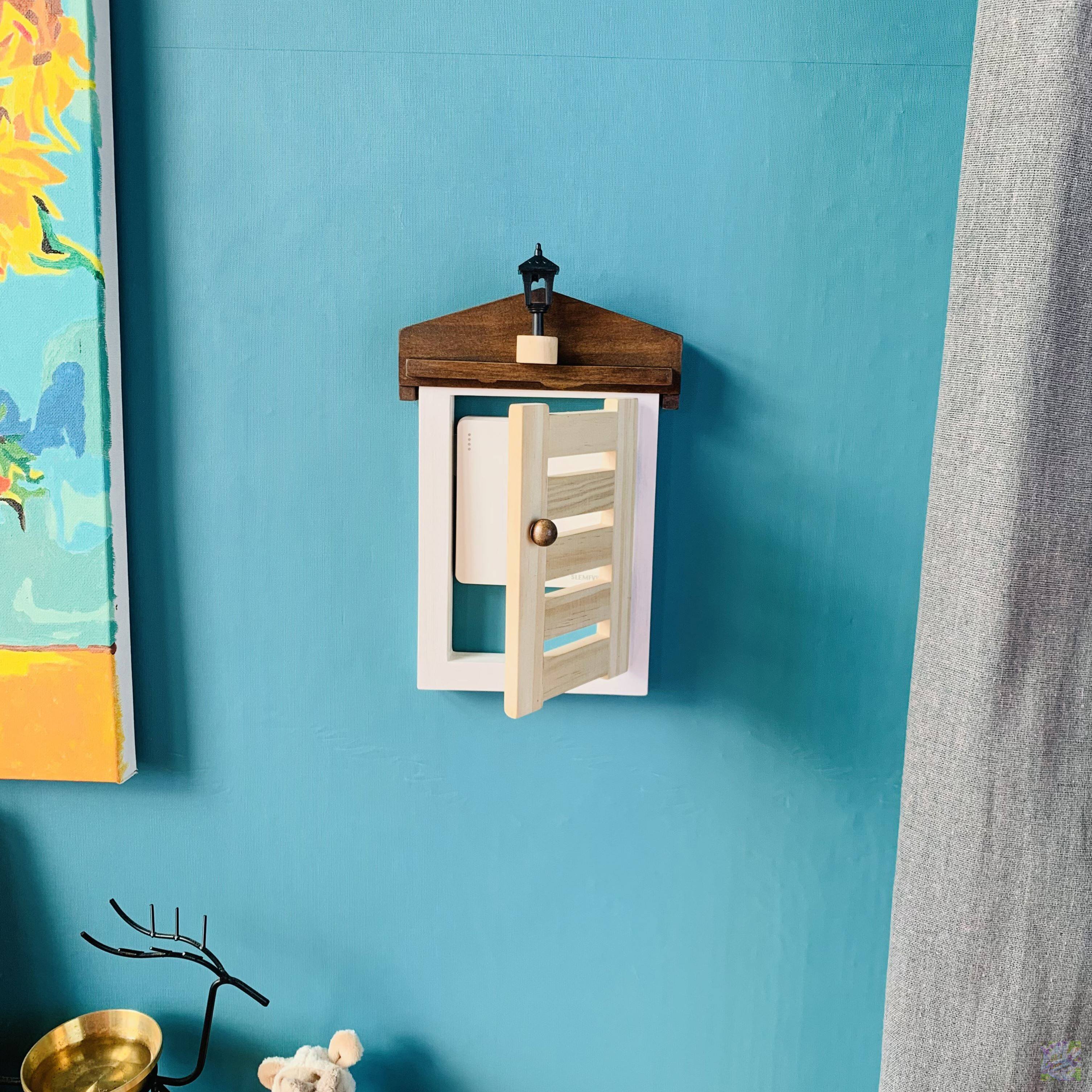 Solid wood creative switch socket stickers to block the cute and kind Mr. Wolfe night light series handmade and free of postage