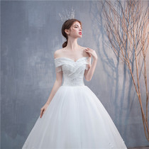 One shoulder main wedding dress 2021 spring and summer New Bride wedding Princess simple slim slim slim