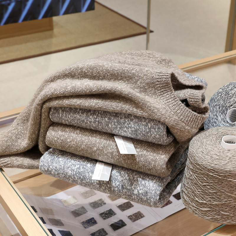【243206076】Color Magician Scottish Duncan Yarn Men's Lamb Wool Crew Neck Knit Sweater