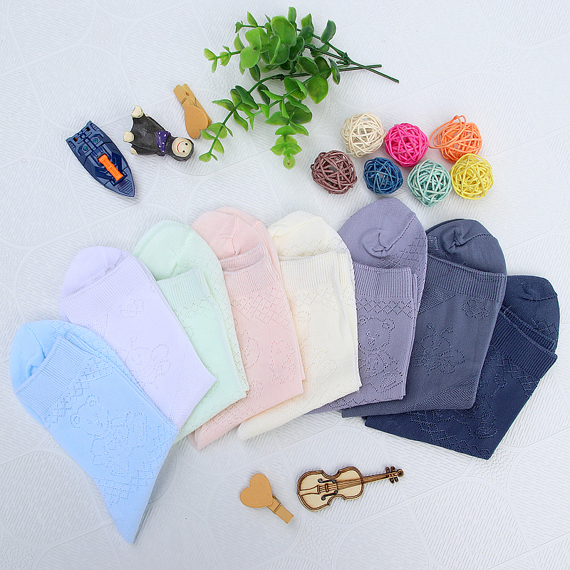 Vớ trẻ em mùa xuân và mùa hè siêu mỏng lưới thoáng khí vớ 1-3-5-7-9-12 bé trai và bé gái vớ trắng ngắn vớ trẻ em đẹp thu đông
