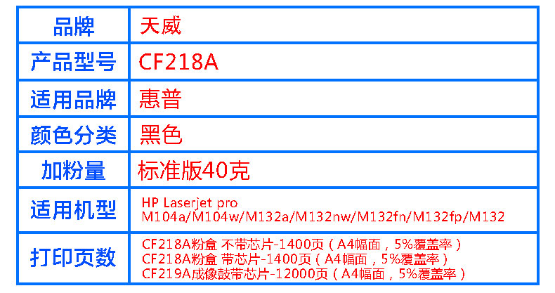 Tianwei áp dụng hộp bột HP CF218A hp18a HP gốc M104w M132a / nw / fw / fn / fp / snw Máy ​​in 19A LaserJet Pro mfp m132 dễ dàng thêm hộp mực - Hộp mực
