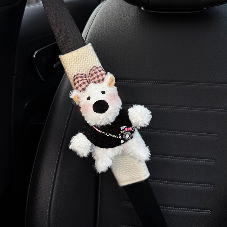 Car Seat Belt Shoulder Pads, Cute Protective Covers, Car Interior Accessories, Seat Belt Decoration, Anti-Collision Covers, West Highland Dolls for Women