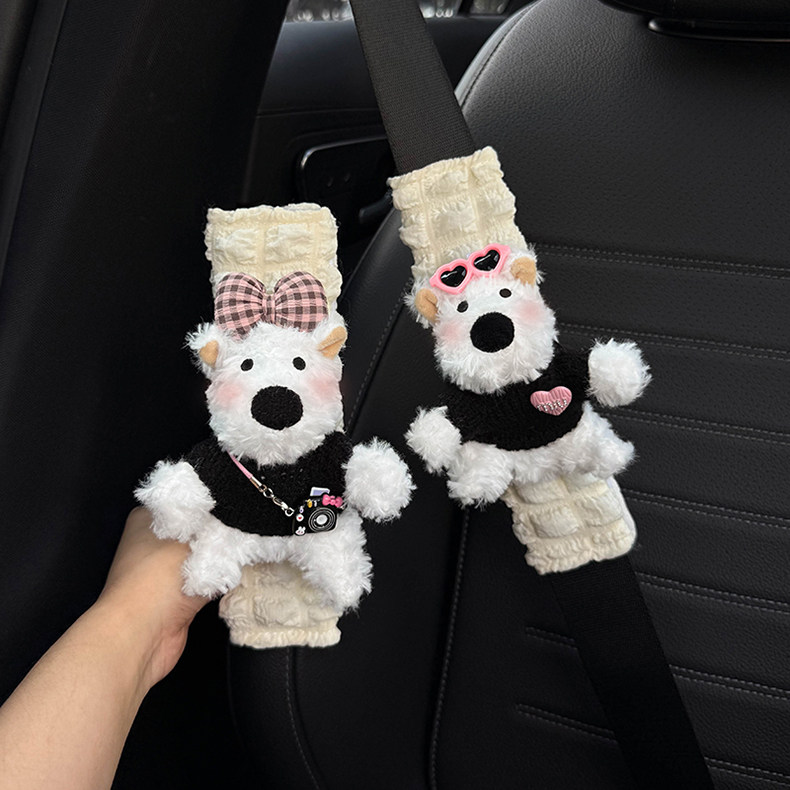 Car Seat Belt Shoulder Pads, Cute Protective Covers, Car Interior Accessories, Seat Belt Decoration, Anti-Collision Covers, West Highland Dolls for Women
