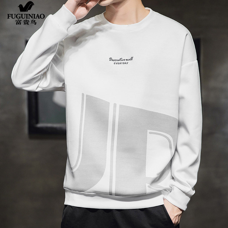 Fugui bird men long sleeve T-shirt 2021 spring early new thick cotton T loose Korean version pure cotton round collar outside wearing undershirt
