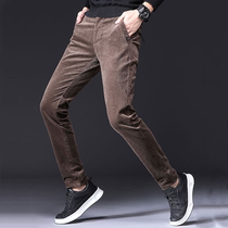 Rich and expensive bird suede light core suede pants coarse pattern loose straight cylinder dad middle-aged men casual pants high-end mens pants