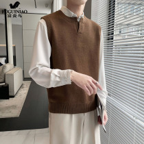 Rich and bird sweater waistcoat Mens vest winter 2021 New trends 100 hitch round collar retro knit sleeveless mens clothing