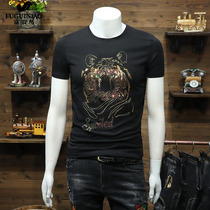 Rich and expensive bird t-shirt male summer new light lavish European and American High Street embroidery personality hot gold uppie bright sheet yellow short sleeve t