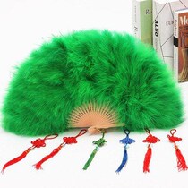 Folding fan props kindergarten middle-aged and elderly square dance fan dance feather fan night Shanghai cheongsam double-faced fan children