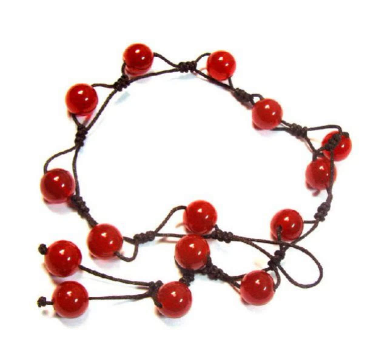 Phục hồi chức năng SpongeBob Red Rope Anklet Red Red Agate Evil Transit Anti-Small Simple Fashion Fashion Trang sức pha lê Nữ vòng chân bạc tây tạng