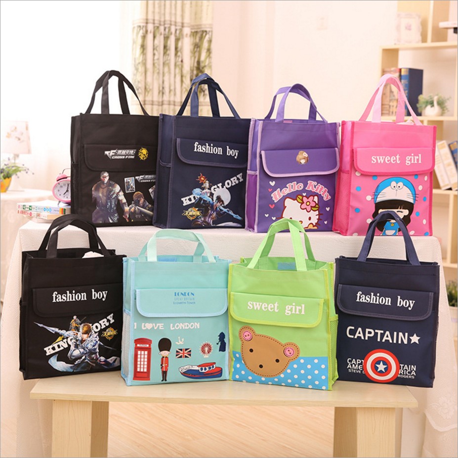 Korean canvas small fresh male and female students learn make-up classes Carry books tote bag Tote bag multi-function a4 document bag