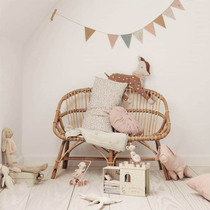 ins Korean style Indonesian rattan editing childrens double sofa rattan chair dwarf stool homestay nursery photography props back chair