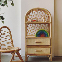 ins Handmade Rattan Storage Racks Kids Storage Racks Home Storage Cabinet Bookcases