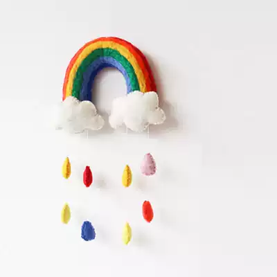 ins Wind pure handmade wool felt material rainbow cloud hanging decoration children's room wall decoration hanging decoration creative jewelry