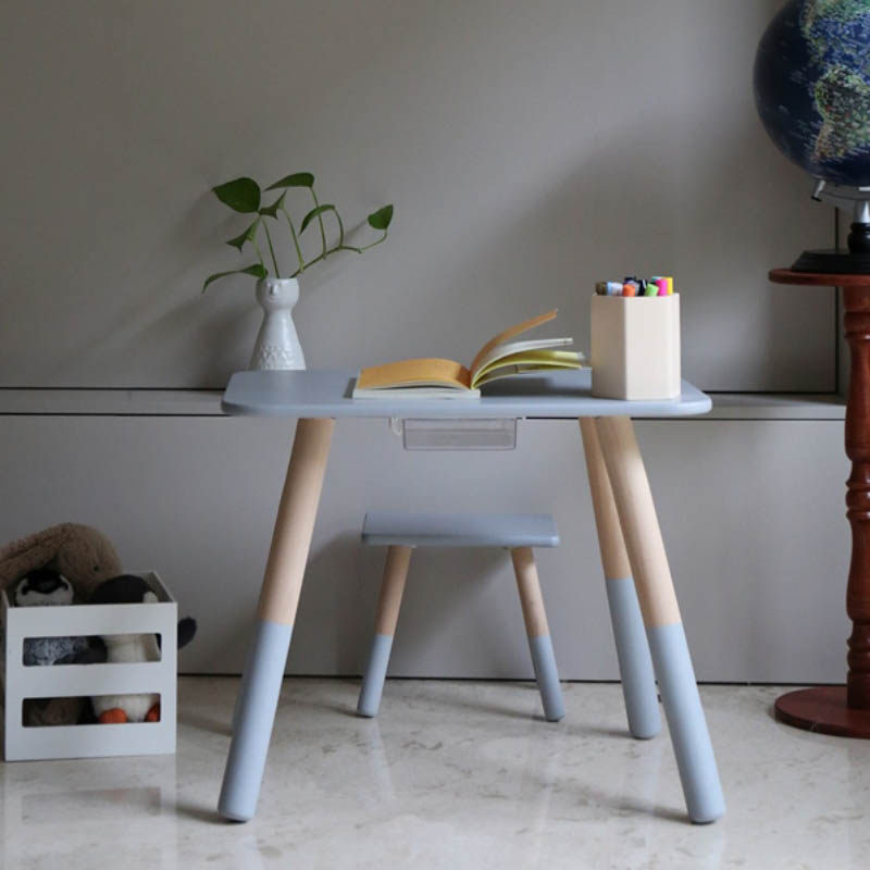 Papablue custom classic children's learning table and chair set baby painting table kindergarten writing desk solid wood low stool