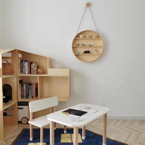 Nordic Minimalist Danish Room Decor Round Solid Wood Shelf Shelf Wall Hanging Wall Cabinet Background Wall Decor
