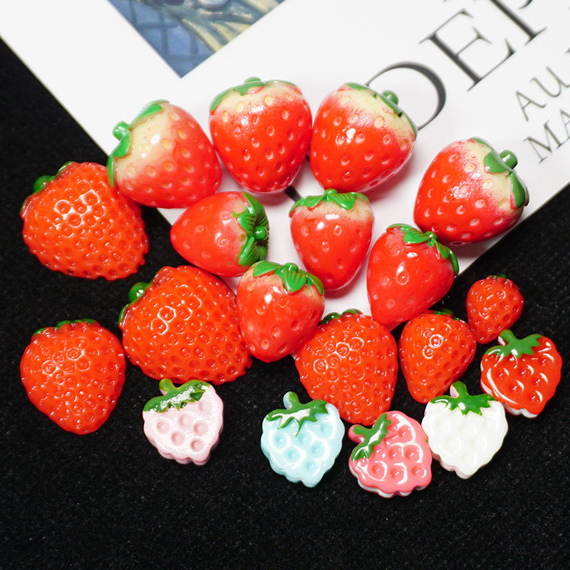 Bicolor Emulation Strawberry Fruit Fu Bag Diy Cream Glue Shell Crystal Gel Shell Ornament Filler accessories