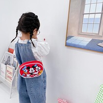 Childrens bag female cute Mickey messenger bag printed cartoon canvas bag Korean version of the Western style one-shoulder personality small backpack