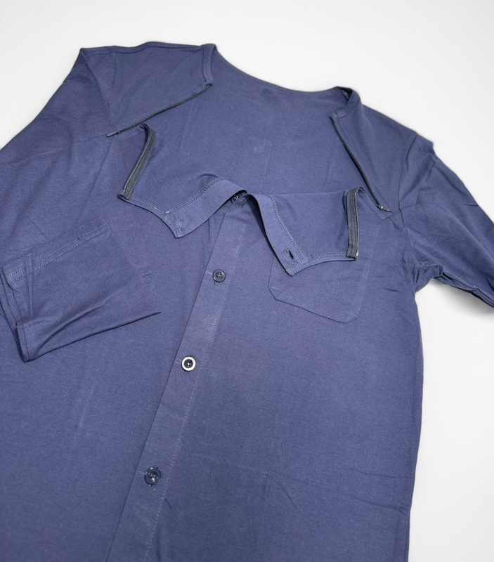 Pure Cotton Summer Clothing with Three Openings for Chemotherapy and Radiotherapy, Suitable for Port and Catheter Wear, Hospital Treatment Wear, and Outerwear
