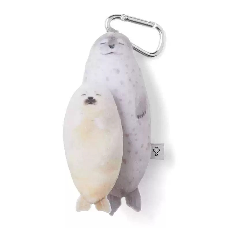 In-Stock Wholesale Aquarium Cute Plush Mother-Child Retractable Key Pouch Soft Adorable Seal and Otter Keychain