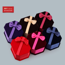  Bow octagonal flannel box Multi-color ring box Jewelry box Gift box Packaging box Jewelry box earring box